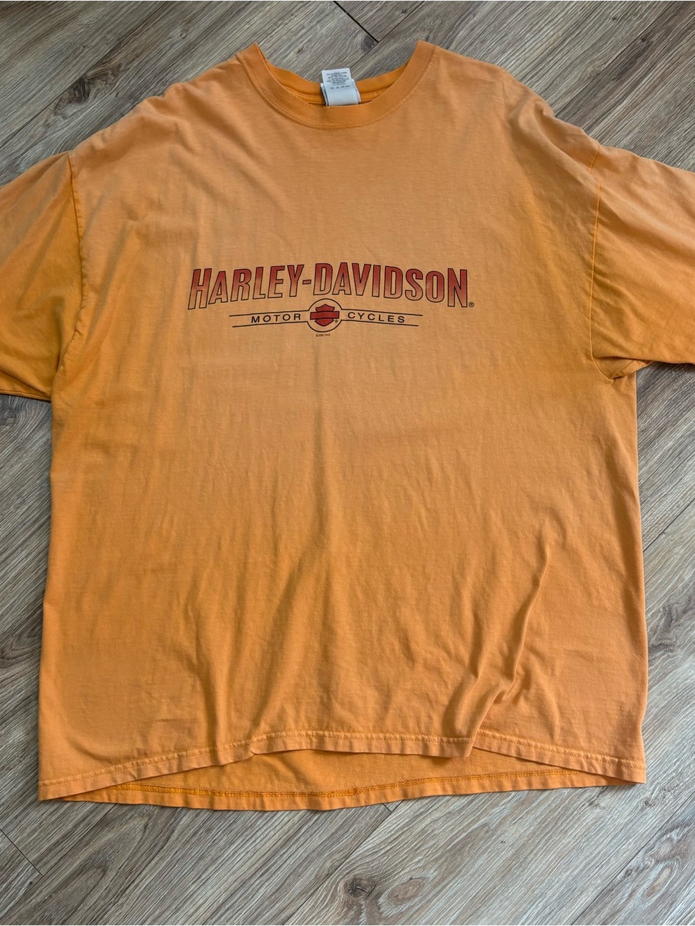 Vintage 2001 Harley Davidson Chicago Shirt Men XL Orange Skyline Graphic Tee Y2K